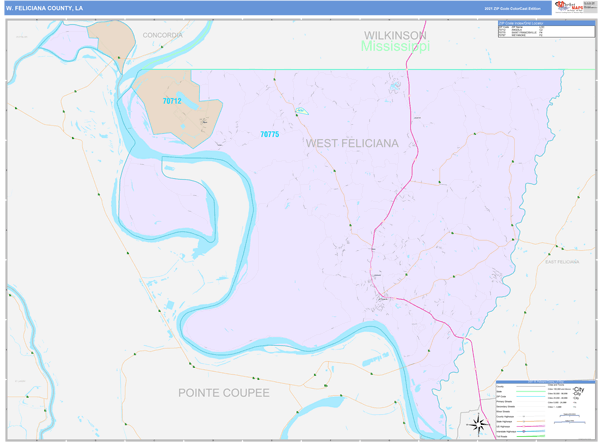 W. Feliciana Parish (County), LA Wall Map